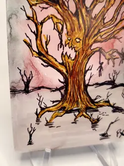Hand Painted Altered Art - MTG FOREST Mana ENT ORIGINAL ART, EVIL TREE - Image 4