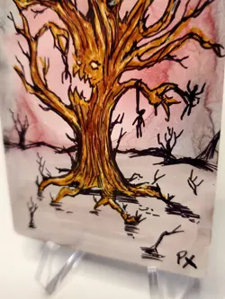 Hand Painted Altered Art - MTG FOREST Mana ENT ORIGINAL ART, EVIL TREE - Image 5