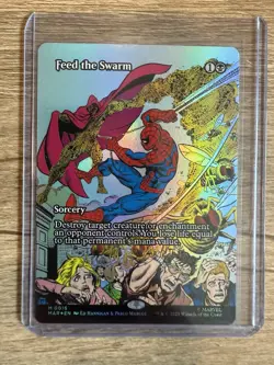 Feed the Swarm Foil Borderless Spider-Man Marvel Universe (MAR) MTG - Image 1