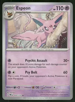 Espeon (Master Ball Pattern) 033/131 Rare Holo NM Pokemon SV: Prismatic Evolutio - Image 1
