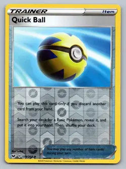 Pokemon TCG Swsh01: Sword & Shield Quick Ball 179/202 Reverse Holo - Image 1
