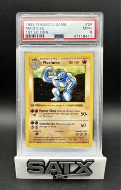 Machoke 1st Edition Shadowless Base Set Rare 34/102 Pokemon PSA 9 MINT - Image 1