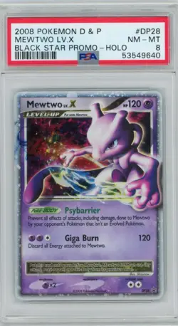 2008 Pokemon Diamond & Pearl Mewtwo LV.X #DP28 Black Star Promo Holo PSA 8 - Image 1