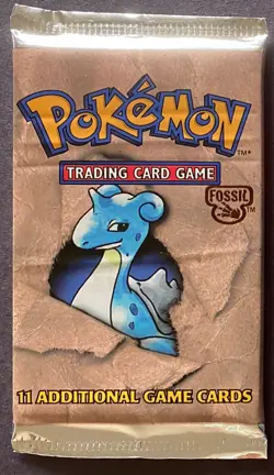 Pokemon unopened fossil Booster Pack 11 Card Factory Sealed 1999 Lapras Art WOTC - Image 1