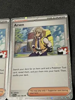 Pokemon TCG X2 Arven Trainer Card 166/198 Player Pack Stamped Combo Holo - Image 3