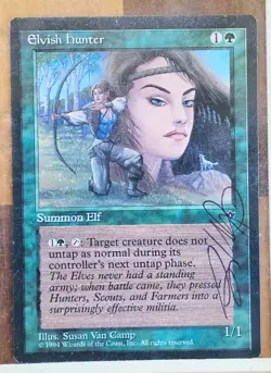 Vintage MTG Magic The Gathering Card Elvish Hunter Signed Susan Van Camp 1994 - Image 1
