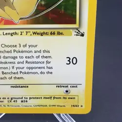 Raichu Fossil 14/62 Pokemon TCG Card Holo Rare WOTC Vintage 1999 - Image 4