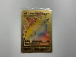 Pokemon Gold Foil Fan Art - Pikachu VMAX Rainbow Gold Card - Image 1
