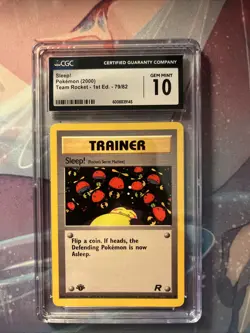 CGC 10 GEM MINT Sleep! 79/82 1st Edition Team Rocket Pokemon Card Snorlax - Image 1