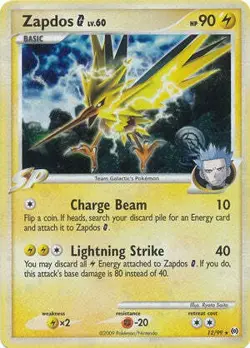 Pokemon Platinum Arceus 12/99 Card Holofoil Rare Zapdos G - Image 1