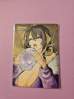 Swamp Anime Hand Painted Alter Altered Art MTG Magic the Gathering - Image 1
