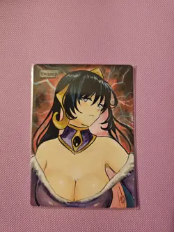 Swamp Anime Hand Painted Alter Altered Art MTG Magic the Gathering - Image 1