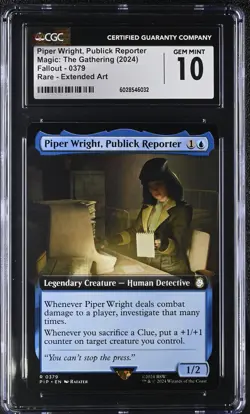 PIPER WRIGHT, PUBLICK REPORTER Fallout Extended Art CGC 10 MTG EDH [Nostalgium] - Image 1