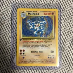 1999 Pokemon Base Set 1st Edition Machamp Holo 8/102 Nm condition - Image 1