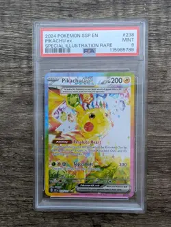 2024 POKEMON SSP EN-SURGING SPARKS SPECIAL ILLUSTRATION RARE PIKACHU EX PSA 9 - Image 1