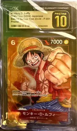Monkey D Luffy P-001 Pristine CGC 10 Bandai Games Fest 23-24 One Piece Card Jpn - Image 1