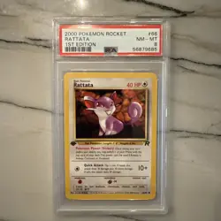 2000 Pokemon Team Rocket Rattata 1st Edition 66/82 PSA 8 Mint card Rare New - Image 1