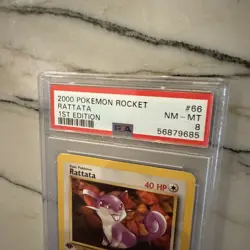 2000 Pokemon Team Rocket Rattata 1st Edition 66/82 PSA 8 Mint card Rare New - Image 3