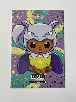 Eevee Mewtwo Poncho - Gold Box Hit Holo - Let's Go Eevee Database - Pokemon Card - Image 1