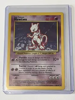 Pokemon TCG Mewtwo Base Set Holo Rare Card 10/102 Vintage LP - Image 1