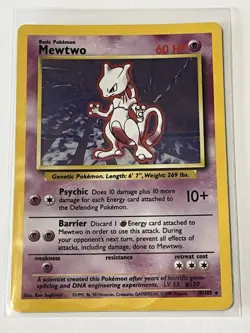 Pokemon TCG Mewtwo Base Set Holo Rare Card 10/102 Vintage LP - Image 3