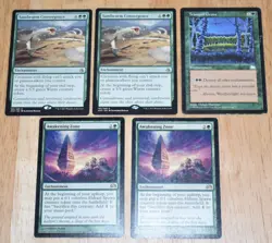 MTG Green 5x Enchantment Sandwurm Convergence, Tranquil Grove, Awakening Zone - Image 1