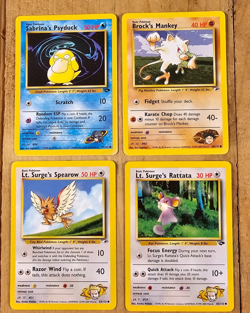 Lot of 4 Lt Surge's Rattata Spearow Psyduck Brocks Mankey Pokemon Gym Challenge - Image 1