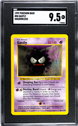 1999 Pokemon Base Set Shadowless Gastly #50/102 SGC 9.5 - Image 1