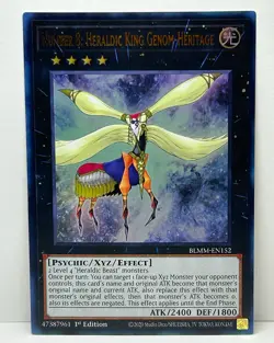 YuGiOh! - Number 8: Heraldic King Genom-Heritage BLMM-EN152 Ultra Rare 1st Ed NM - Image 1