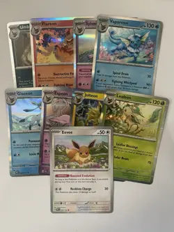 Prismatic Evolutions Complete Eevee Set Of 9 Cards Eeveelutions Holo - Image 1