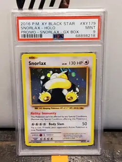 2016 PSA 9 Snorlax Holo SWIRL GX Box XY179 Black Star Promo Pokemon Card Mint - Image 1