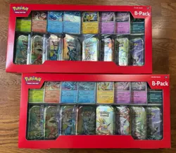 2x Pokemon Prismatic Evolutions 8 Mini Tins Display +(Costco Exclusive) - Image 1