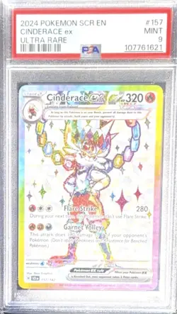 2024 Pokemon Scr En Stellar Crown Cinderace EX #157 PSA 9 Mint Ultra Rare - Image 1