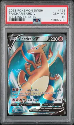 2022 Pokemon Sword & Shield Brilliant Stars Charizard V #153 Full Art PSA 10 Gem - Image 1
