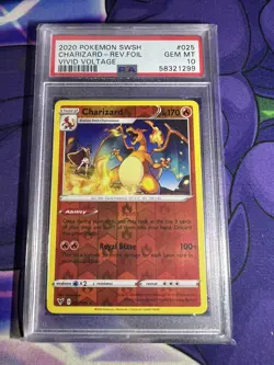 2020 Pokemon Vivid Voltage Charizard #025 Rev. Holo + Cracked Ice Holo PSA 10 - Image 1