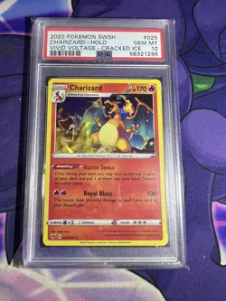 2020 Pokemon Vivid Voltage Charizard #025 Rev. Holo + Cracked Ice Holo PSA 10 - Image 3