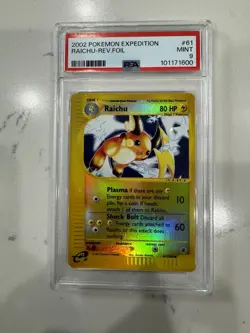 2002 Pokemon Expedition Raichu Reverse Foil PSA 9 Mint #61 - Image 1