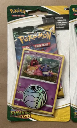 Pokemon Evolving Skies Checklane Blister Pack Slowpoke Promo Sealed LOT OF 2x - Image 2
