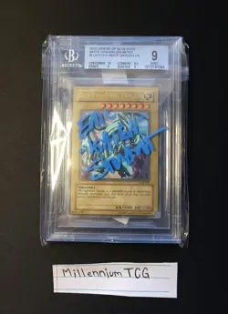 Yu-Gi-Oh! Blue-Eyes White Dragon LOB-001 BGS 9 - AUTOGRAPHED ERIC STUART - - Image 1