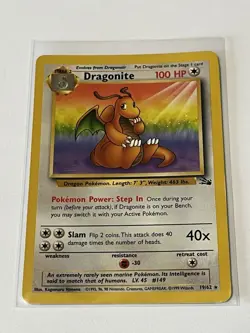 Dragonite 19/62 Base Set Series Fossil RARE Stage 2 Pokemon Card 1999 WOTC NM - Image 1