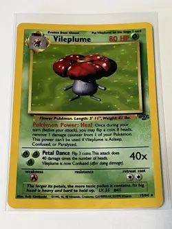 Pokemon TCG Vileplume Jungle Holo Card 15/64 Unlimited Vintage Rare LP - Image 3