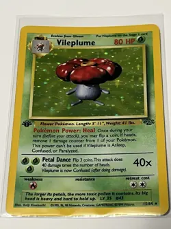 Pokemon Vileplume 15/64 Jungle 1st Edition Holo Rare Vintage Card NM - Image 3