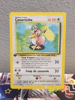 Clean!! Pokemon Card - Farfetch'd Canarticho FRENCH 1st Edition Base Set 27/102 - Image 1