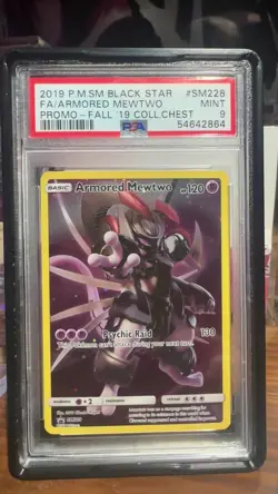 2019 PSA 9 MINT POKEMON TCG CARD ARMORED MEWTWO SM BLACK STAR PROMO SM228 - Image 1