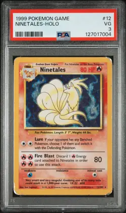 1999 Pokemon Game 12/102 Ninetales Holo Rare PSA 3 VG Vintage Wotc Card - Image 1