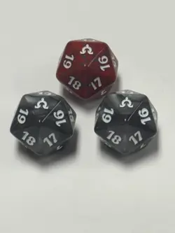 Lot of 3 MTG Magic Gathering Spindown Life Counter D20 Red & Grey Color Dice Set - Image 1