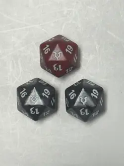 Lot of 3 MTG Magic Gathering Spindown Life Counter D20 Red & Grey Color Dice Set - Image 2