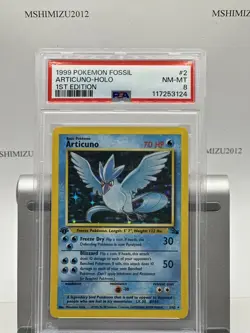 1999 POKEMON FOSSIL 1ST EDITION #2 ARTICUNO HOLO PSA 8 - Image 1
