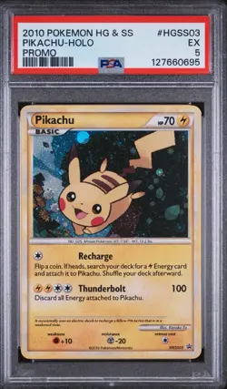 POKEMON 2010 Heart Gold Soul Silver HG & SS PIKACHU Holo Promo #HGSS03 PSA 5 - Image 1