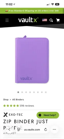 Vault X Just Purple 4-Pocket Exo-Tec Zip Binder - 160 Cards - Image 3